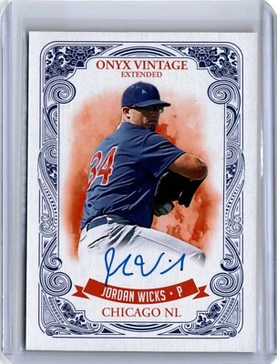 2021 Onyx Vintage Extended Blue Ink Jordan Wicks Auto (B33) A8 Cubs - Image 1 of 2