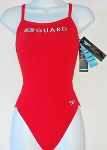 Size 12 Womens Swimsuit NWT Red Bathing Suit 781101 Speedo Swim Guard EU 38 - Picture 1 of 8