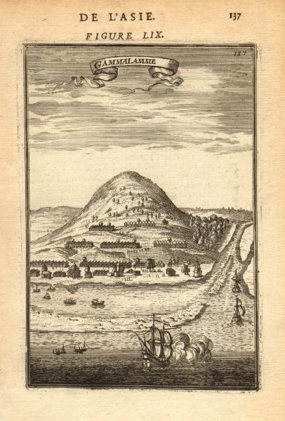 INDIAS ORIENTALES. Monte Gamalama, Ternate, Molucas Maluku. 'Gammalamme'. MALLET 1683 Foto 1 de 1