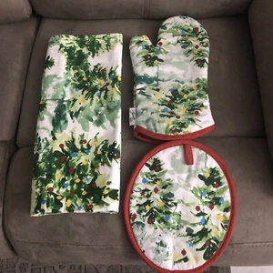Fiesta Homer Laughlin One Pot Holder One Oven Mitt One Kitchen Towel Christmas - Picture 1 of 13