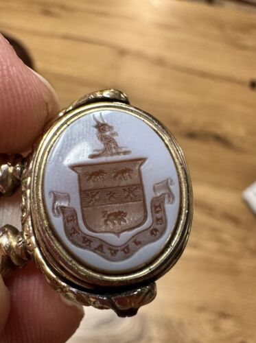 Fob Seal made of gold with armorial crest Coat of Arms Intaglio