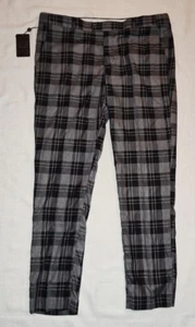 NEW Barabas Slim Fit Plaid Chino Dress Pants Black Gray Tag 36 ACTUAL 37X31 - Picture 1 of 5