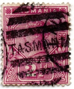 QUEEN VICTORIA TASMANIA 2 1/2d. PURPLE USED 1888 HINGED - Picture 1 of 2