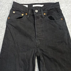 Levis-Premium Ribcage-Straight Ankle Womens Jeans Size 24 Baggy Wide 7/8 Strauss - Picture 1 of 13