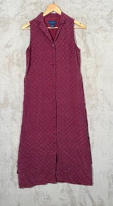 Charter Club Silk Tank Dress Womens Size 8 petite Red Collared Button up - Picture 1 of 5