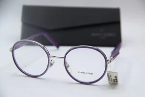 NEW ALAIN MIKLI A02025 006 PURPLE SILVER AUTHENTIC FRAMES EYEGLASSES 50-20 - Picture 1 of 5