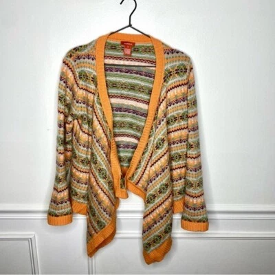 Cárdigan Sundance Folkloric Fair Isle Cascada Naranja Cachemira Mezcla Angora S Foto 1 de 4
