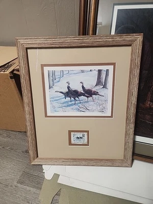 Ohio 1985 impresión de Turquía y sello de vida silvestre Bob Hines autografiado 501/1500  Foto 1 de 4