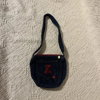 Cartera Jean Vintage Niños Años 80 Monograma Rojo "K" En Bolsillo Frontal, ¡Excelente Estado! Foto 1 de 4