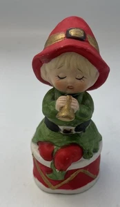 Vintage Jasco 70er Jahre Merri-Bells Biskuitporzellan Glocke - Junge mit Horn - Bild 1 von 9