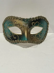 Handmade In Italy Venetian Paper Mache Masquerade Hand Painted Mask - Picture 1 of 11