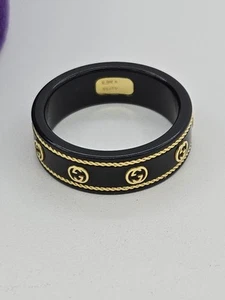 Gucci Ring , Icon, 6mm , 18k Yellow Gold, Synthetic Corundum ,Size 10 , New - Picture 1 of 9