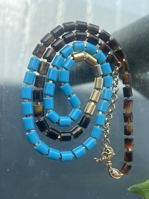 Collar con cuentas de tortuga marrón turquesa azul imitación multicolor marca Fossil Foto 1 de 4