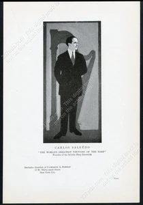 1919 Carlos Salzedo retrato arpa recital tour reserva anuncio impreso vintage - Imagen 1 de 7