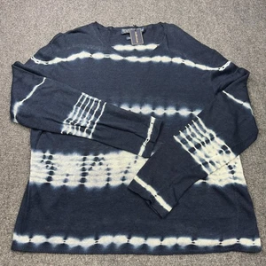 Polo Ralph Lauren Sweater Mens XL Navy White Linen Tie Dye Crewneck Long Sleeve - Picture 1 of 21