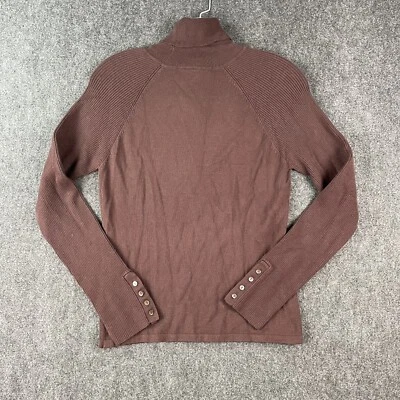 Suéter Harold's Para Mujer Extra Pequeño Marrón Cuello Alto Botones Foto 1 de 4