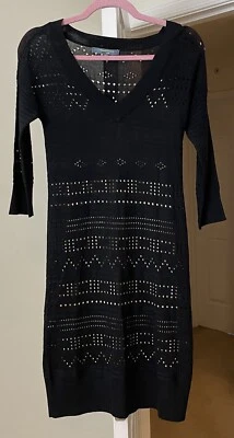 Catherine Malandrino Dress Black Wiggle Bodycon Stretch Lined Cami Women's XS - Image 1 of 2