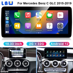 10.33'' Android Car GPS Video Player Wifi Screen For Mercedes Benz C GLC 2015-19 - Picture 1 of 12