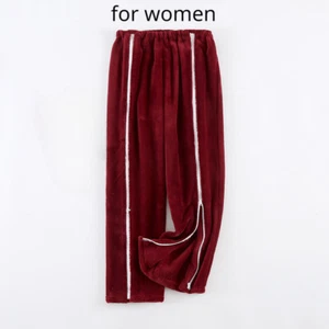 Adult Patient Disability Care Zip Tear Away Pants Flannel Pajamas Trousers Soft - Picture 1 of 16