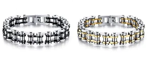 Bracelet Acier Inoxydable titane Gourmette Homme chaine maillon vélo moto biker - Imagen 1 de 7