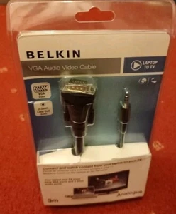 Belkin VGA and Audio 3m Cable - Laptop to TV - 24K Gold Plated - Picture 1 of 2
