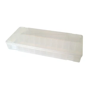 Clear Plastic Storage Box With Clip Down Lid & Slots For 22 Integrated Dividers - Picture 1 of 1