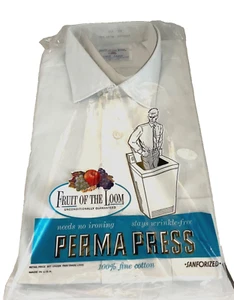 Fruit of the Loom Vintage Perma Press Men's Dress Shirt 15*2 33 White NEW! - Picture 1 of 3
