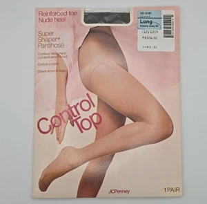 Vtg JC Penney Control Top Super Shaper Pantihose - Smoke Gray Long 85 (A) - Picture 1 of 6