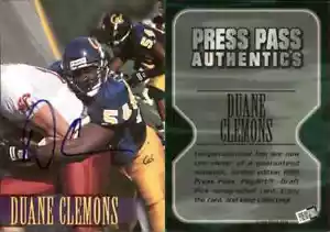 Duane Clemons Signed 1996 Press Pass Card Auto Authentic Autograph - Picture 1 of 1