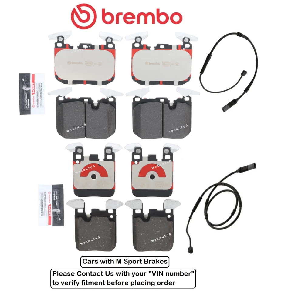 Front & Rear Brake Pad OE Brembo Ceramic +Sensor for BMW 428i 430i / xDrive / GC - Image 1 of 1