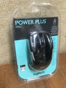 NEW Logitech M525 Power Plus Optical Wireless Laser Mouse 910-002696 Black Gray - Photo 1/9