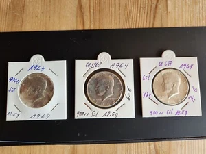 3 Silbermünzen  Kennedy  1964 - Bild 1 von 2