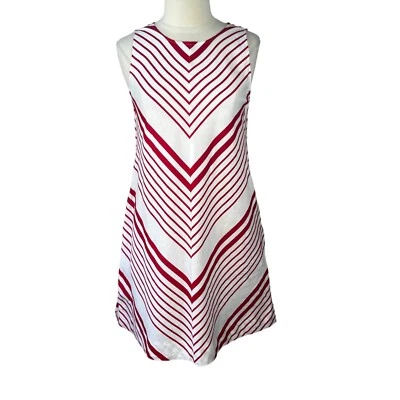 Liz Claiborne Linen Blend Shift Dress Womens Small Red White New WOT - Image 1 of 4