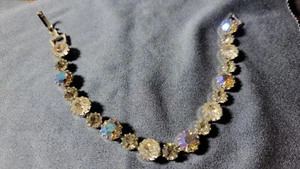 Pulsera tenis vintage de mediados de siglo con estrás blanco 7" - Imagen 1 de 3