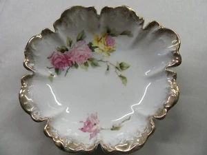 Schöne Vintage deutsche Porzellan Schale gold vergoldet Nuss/Relish - Bild 1 von 8