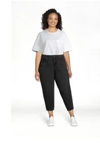 Time and Tru Women's Black High-Rise Barrel Jeans Size 18 Pants - Picture 1 of 7