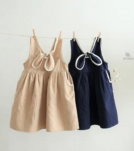 Kids Children Girls Ribbon Vest Dress - Picture 1 of 11