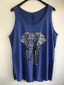 NWOT Thai Chang Elephant Printed Tank Top Men Blue Round Neck Sleeveless Size XL - Picture 1 of 8