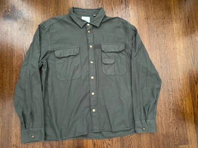 Camisa Billy Reid Verde Oliva Militar Carga Bolsillo Botón a Presión Algodón talla XL USADA EN EXCELENTE ESTADO Foto 1 de 4