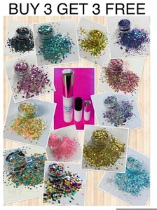10g LARGE POT CHUNKY FESTIVAL GLITTER FACE BODY DANCE EYES LIPS HOLOGRAPHIC NEON - Picture 1 of 41