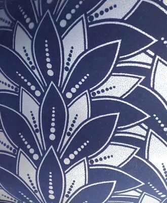 1907-139-03 - Elodie Art Deco Leaf Flock Jet 1838 Wallpaper 27 Feet - Image 1 of 4