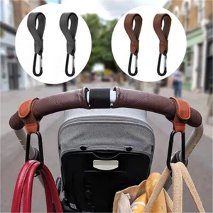 Universal Leather Style Buggy Mummy Clips For Pram Stroller Hook Strap 2Pack New - Picture 1 of 27