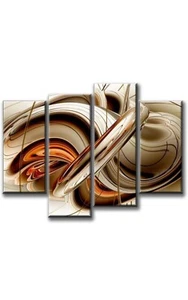 - Abstract Orange Brown White Lines Wall Art Painting The Picture Print On Ca... - Picture 1 of 5
