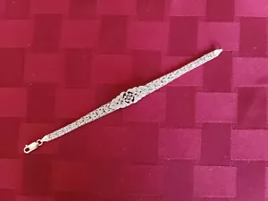 925 Italy Tapered Chain Style Bracelet w/ Multicolored Gemstones - Picture 1 of 11