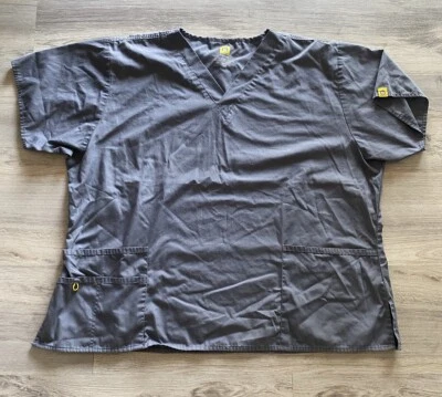 Wonderwink Womens Origins V-Neck Scrub Top Size 3XL Gray Short Sleeve Shirt - Image 1 of 4