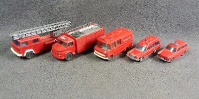 5 Wiking Mercedes Volkswagen Rescue Fire Truck Emergency Toy Car Germany Vintage - Image 1 of 4