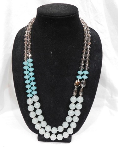 OFF WHITE Nuova con etichette Collana di perline a due strati dal loft turchese chiaro bianco sporco