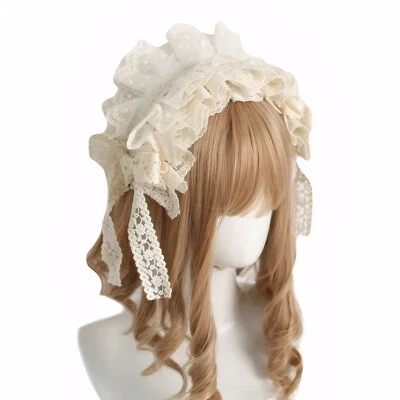 Lace Headdress French Elegant Ruffled Bow Bonnet Soft Girl Sweet Hair Accessory - Image 1 of 4