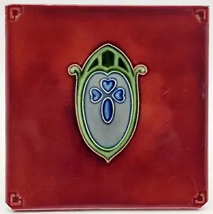 Antique Fireplace Tile Moulded Majolica The Malkin Tile Co C1910 AE2 - Picture 1 of 3
