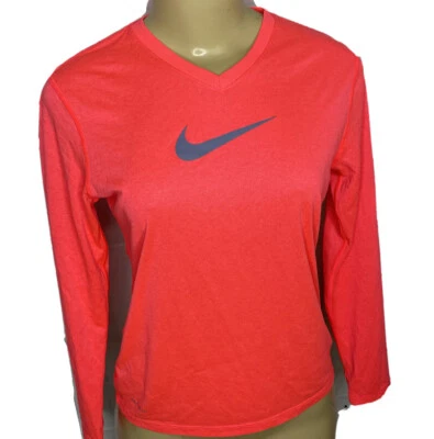 Nike Shirt Legend Long Sleeve V-Neck Athletic Dri-Fit Swoosh Girls Sz Large   - Image 1 of 4
